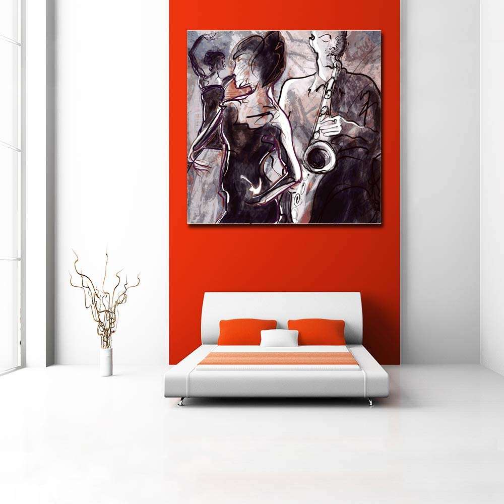 Pitaara Box Jazz Band with Dancers | Peel & Stick Vinyl Wall Sticker for Bedroom & Living Room | 16 x 16 inch (41 x 41 cms) 5