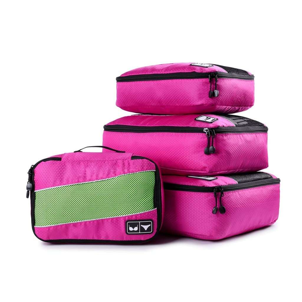 4 Piece Set High-Grade Suitcase Organizer Travel Packing Cube Nylon Breathable Men Women Luggage Organizer Cube Set (Color : B) (A)