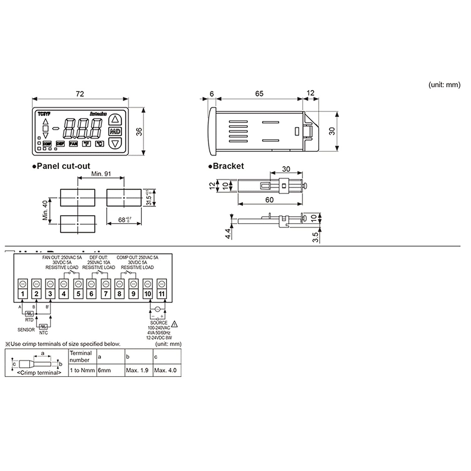 Autonics Korea Refrigeration Temperature Controller TC3YF-14R Compressor Output NTC (Thermistor) Type Made in Korea 2