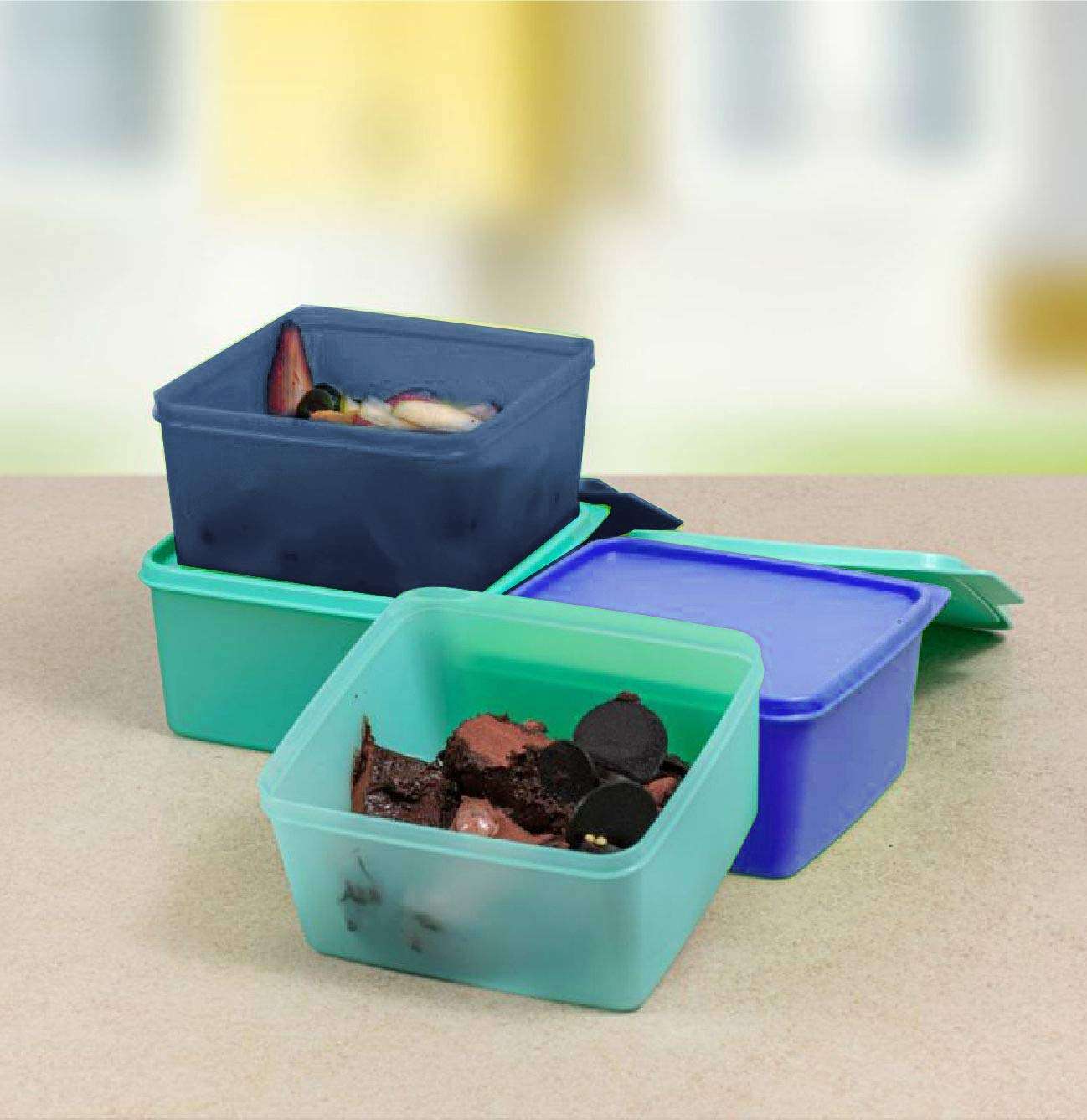 Tupperware Plastic Storage Jar Set- 1.2 liter, 4 Pieces, Blue 4