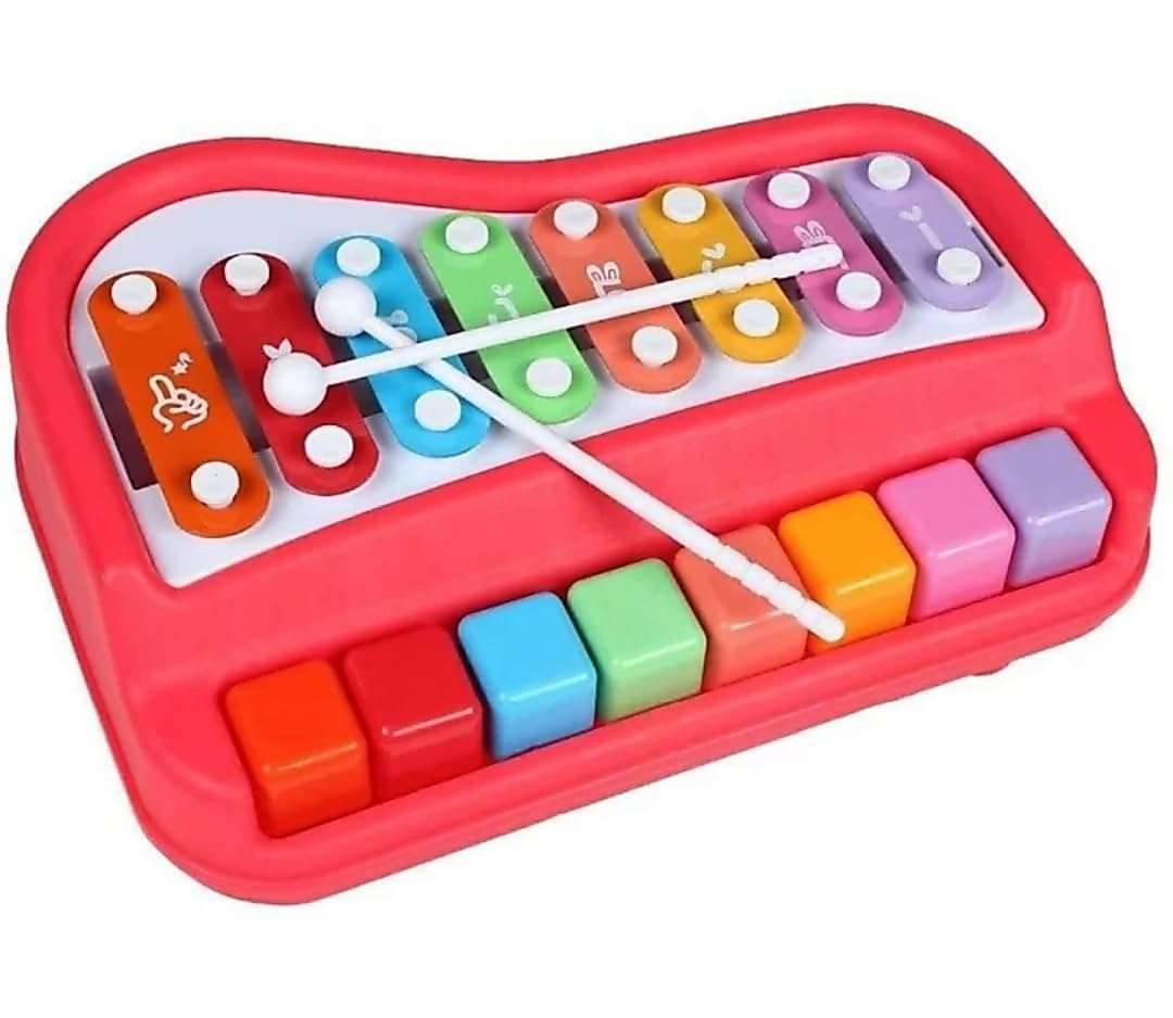 Ruhani 2 in 1 Big Piano Xylophone Musical Toy for Kids (Age 3+) with 8 Keys, 2 Sticks, Keyboard Xylophone Piano - Preschool Musical Learning Instruments Gift Toy for Baby, Kids, Girls, Boys - Red 3