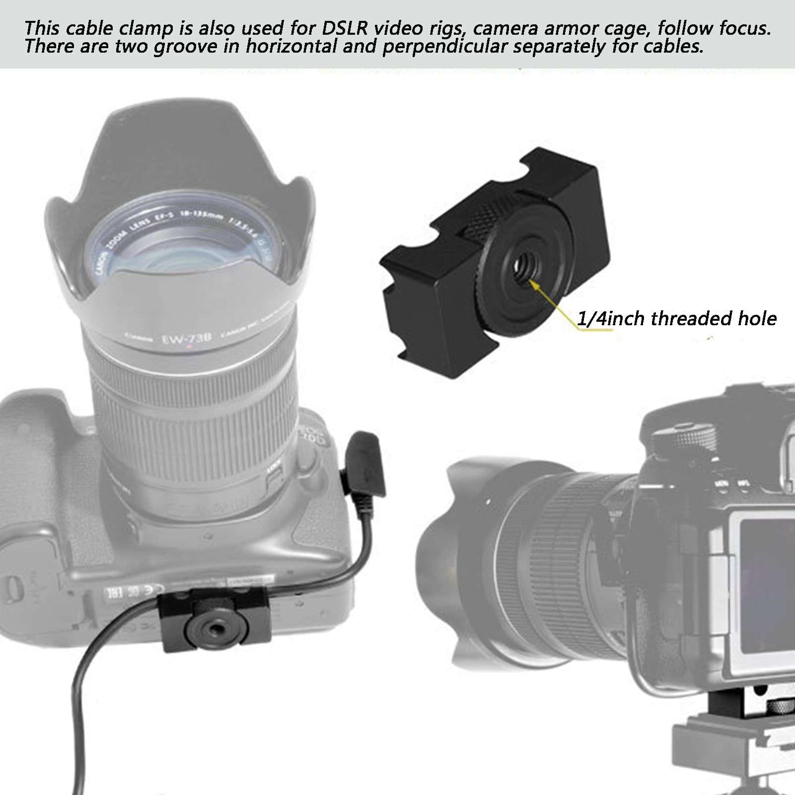 Richer-R Cable Clamp,Aluminum Alloy Tether DSLR Camera Digital Cable Lock Clip Clamp Protector,Black 5