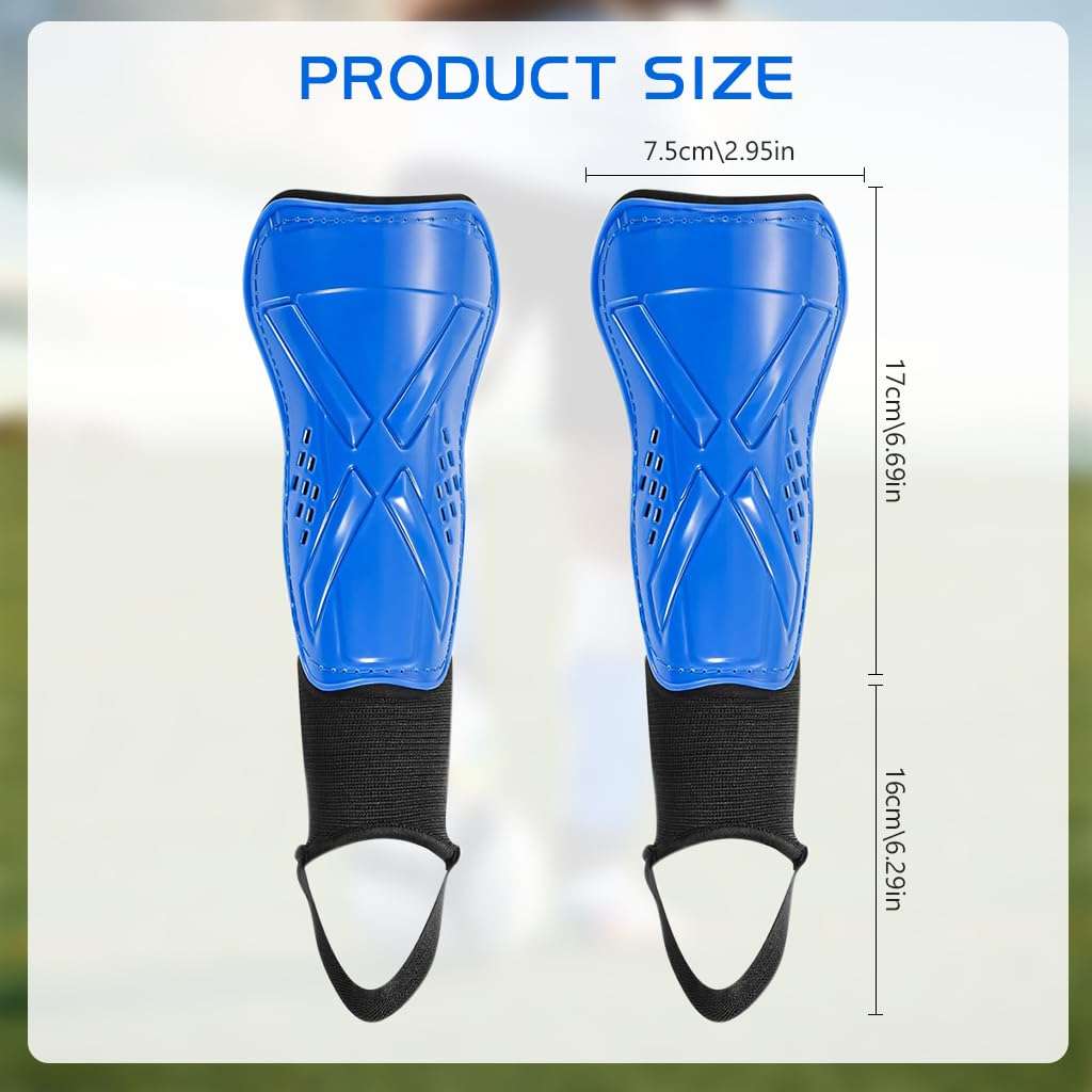 Proberos® Kids Shin Guard Teens Sport Shin Guards with Ankle Support EVA Cushioning Liner Football Shin Guards Adjustable Hook and Loop Closure Design Sport Shin Guards for Football, Rugby, Blue 3