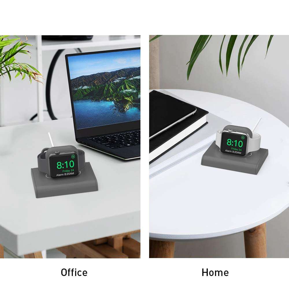 Delidigi iWatch Charging Stand Dock ABS Desktop Holder Accessories [Adapter NOT Included] Compatible with Apple Watch Series SE/6/5/4/3/2/1(44/42/40/38mm), Supports Nightstand Mode (Dark Grey) 2