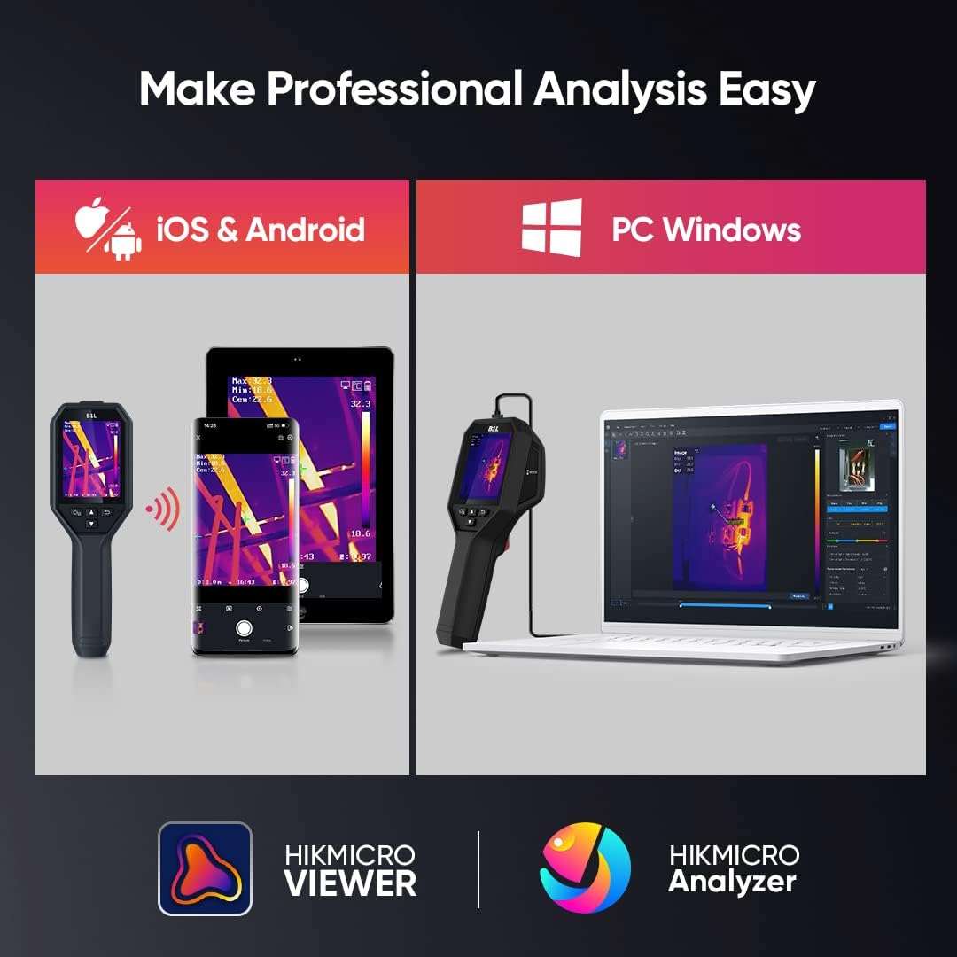 HIKMICRO B1L 160 x 120 IR Resolution Thermal Imaging Camera with WiFi, 25Hz Refresh Rate, 3.2" LCD Screen, Handheld 19200 Pixels Thermal Imager with High Temperature Alarm 4