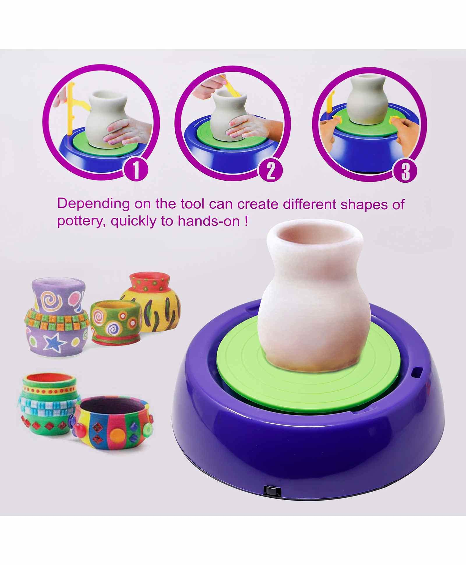 Foroly Non-Toxic Plastic Art Pottery Wheel Set Toy with Clay for Kids, Multicolor, 3 Years and up, Pack of 1 5
