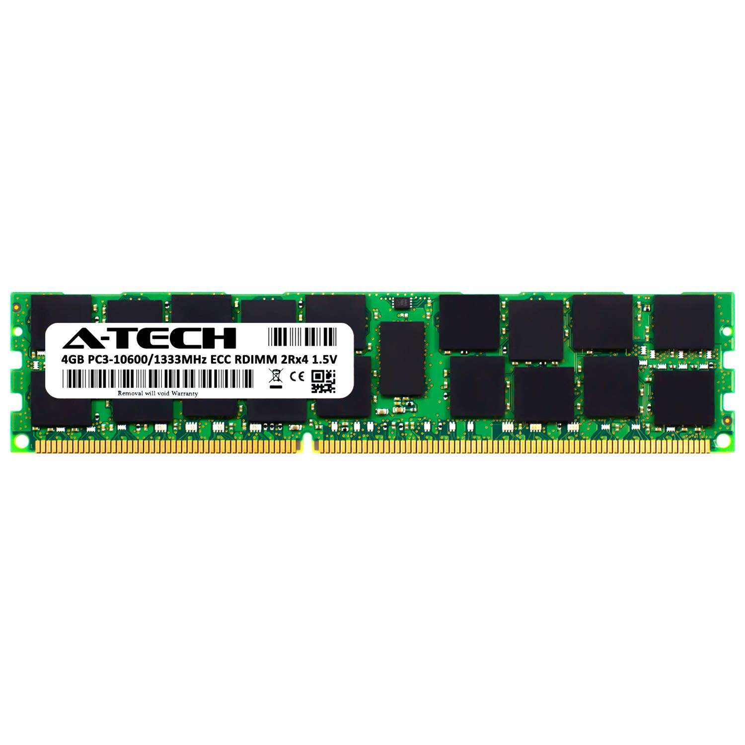 A-Tech 4GB RAM for Dell PowerEdge T410, T610, T710 Tower Servers | DDR3 1333MHz ECC-RDIMM PC3-10600 2Rx4 1.5V 240-Pin ECC Registered DIMM Server Memory Upgrade Module 2