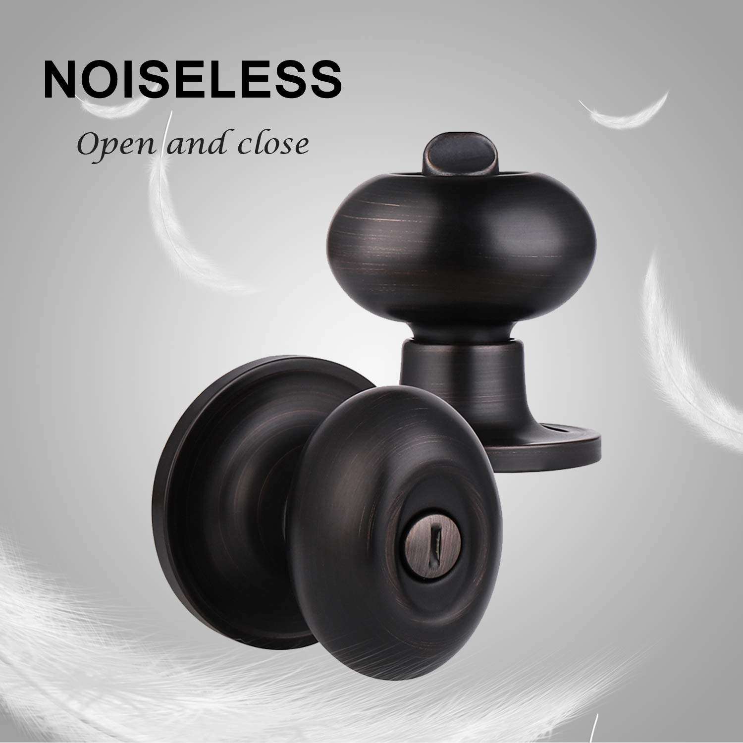 KNOBWELL 3 Pack Privacy Door Knob Locking Door Knobs, Bedroom Door Knobs with Lock, Oval Style, Privacy Door Knob for Bed or Bath Function Interior Door Use, Oil Rubbed Bronze 5