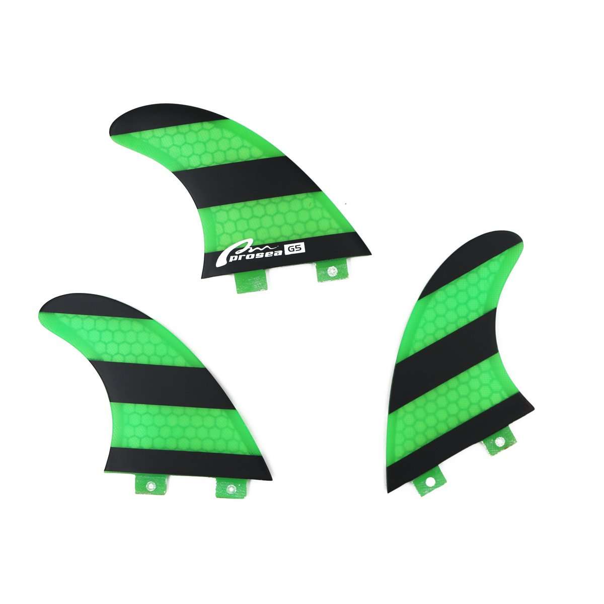 Prosea FCS18 Surfboard fins FCS Base Surfing thrusters Made of Fiberglass and Honeycomb with 1 Key and 6 Screws (Black and Green) 6