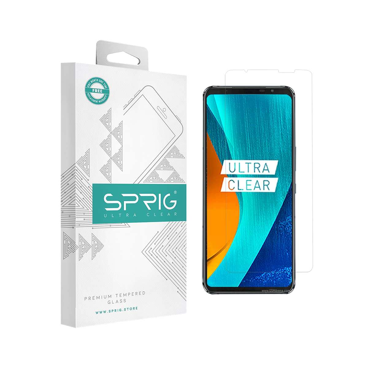 SPRIG Clear Tempered Glass Screen Protector for ASUS ROG 5s PRO, Scratch Proof, Smudge Resistant, Glossy Finish with Installation Kit, Protects display area compatible with Back Case