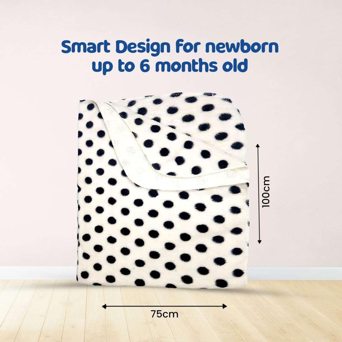 Bumtum Super Soft New Born Baby Polka Dot Blanket | Wrapper Sheet for Baby Boys & Baby Girls | Lightweight | Super Comfortable (100cm x 75cm, White) 5