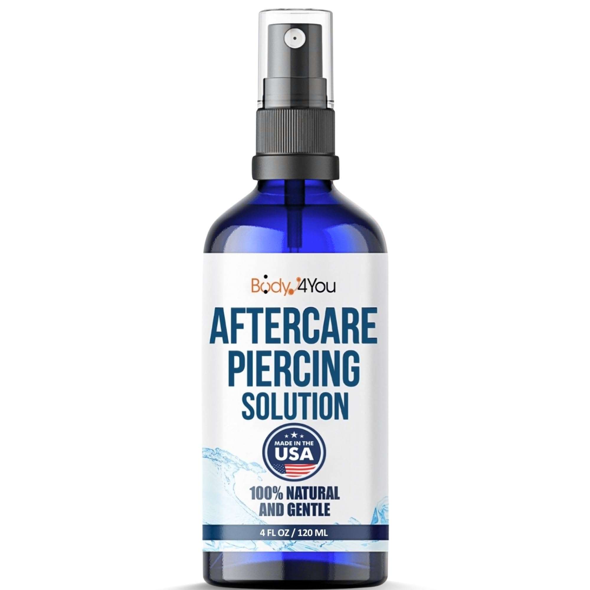 BodyJ4You Piercing Aftercare Spray - Saline Natural Recovery Formula - Tea Tree Sea Salt Aloe Rosemary - Ear Piercing Kit Gauges Navel - Wound Care Keloid Bump Removal - Fine Mist 4 Fl Oz 1