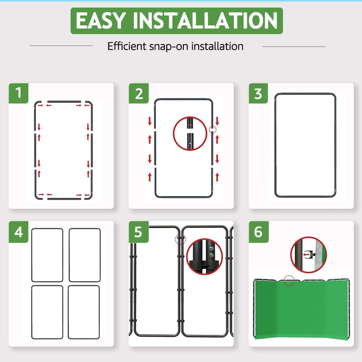 Backdrop Stand 13.12x7.87ft(WxH), NiceVeedi Photo Studio Backdrop Support System with Chromakey Green Screen Backdrop for Photo Studio Video Shooting, Live Streaming, Parties, Keying, Stage 5