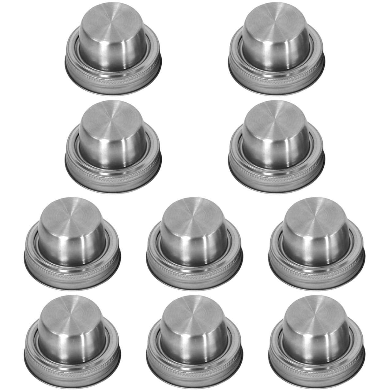 OUNONA 10pcs Stainless Steel Mason Jar Shaker Lids Versatile Spice Dispenser Cocktail Shaker Covers for Salt Sugar Spices and Flour Storage Easy to Use and Store 1