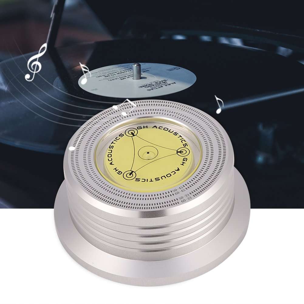 50/60Hz Disc Platten Stabilisator for LP Record Players, Aluminum Metal Turntable Balanced Record Weight Clamp(Silver) 2