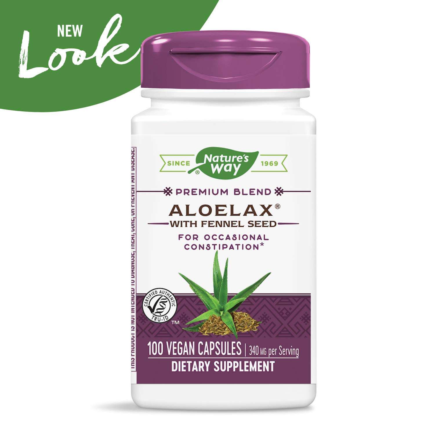 Nature's Way Aloelax, Premium Blend, with Fennel Seed, Relieves Occasional Constipation*, 340 mg, Gluten Free, Vegan, 100 Capsules 4