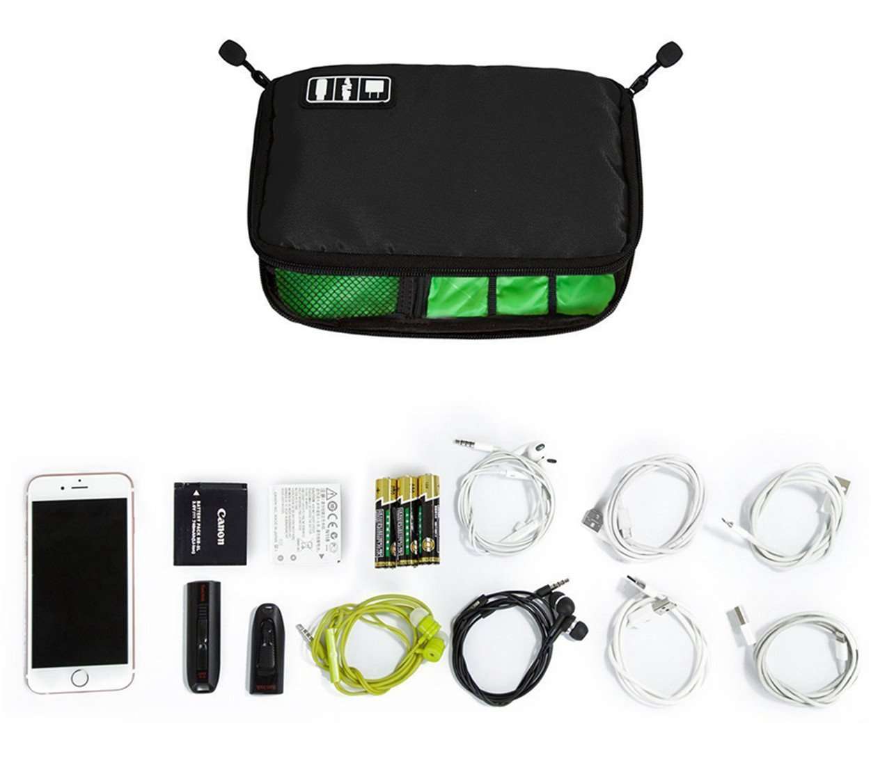 Electronics Organizer Travel Gadget Tech Gear Accessory Storage Carrying Bag Pouch for USB Cable SD Card Phone Camera Hard Drive Flash Disk PowerBank Headphone Charger Holder Case First Aid Bag Black 4