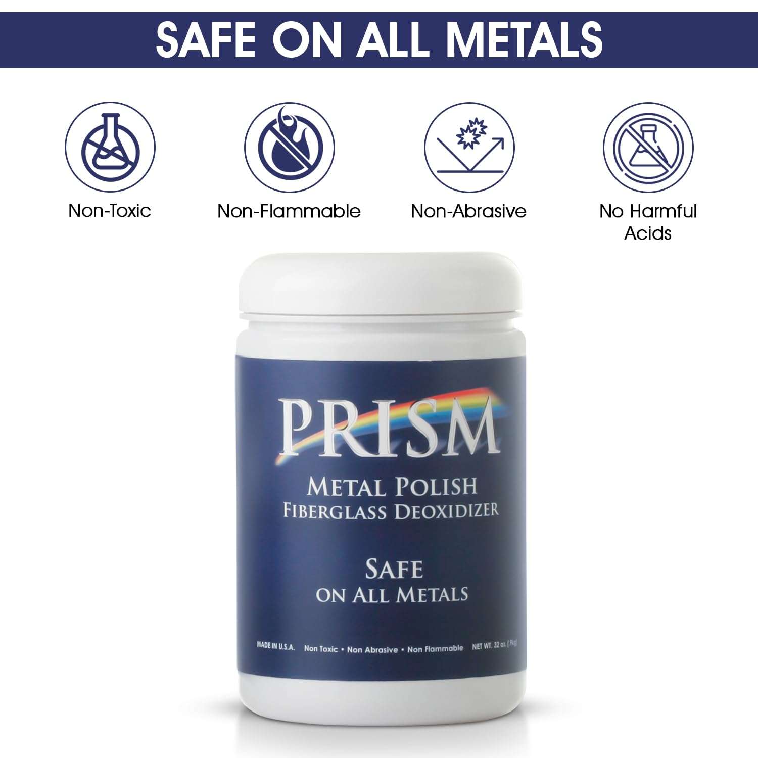 Prism Polish Metal Polish 32 Oz - Achieve a Brilliant Shine on Aluminum, Chrome, Stainless Steel, Brass, Silver, Nickel, Gold, Silver and More. Safe for Boat, Car, Motorcycle, Home and Business. 5