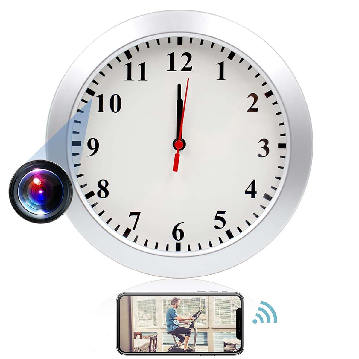 Pelay Hidden Camera, WiFi Wall Clock Camera HD 1080P Spy Camera Wireless Security Surveillance Camera Motion Detection and Video Recoder, Nanny Cam for Home/ Apartment/Office