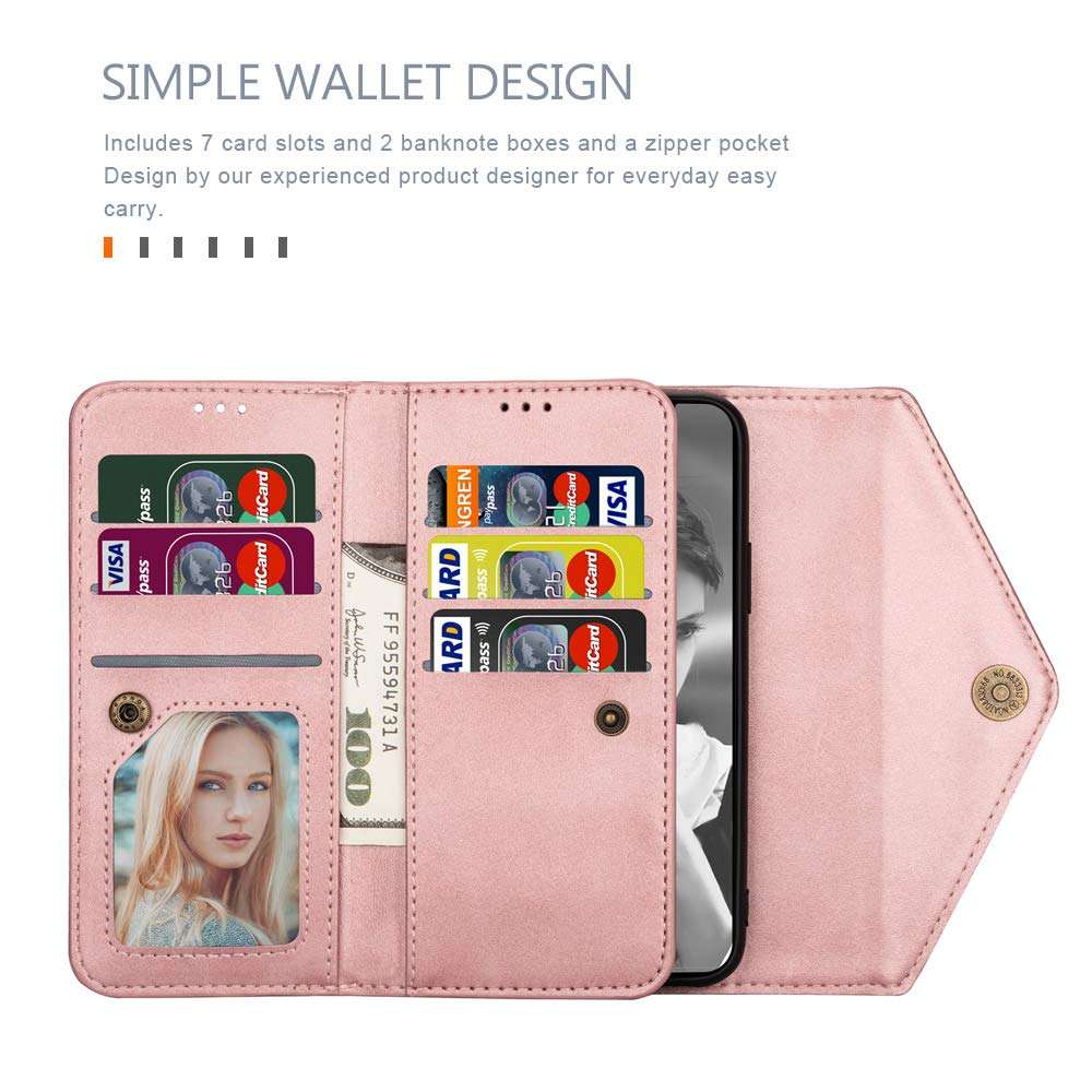 IVY Multi-Function Fashion Zipper Bag Wallet Case for Samsung Galaxy S20 FE [Wrist & Bag Strap][Kickstand Flip Case] - Blue 6