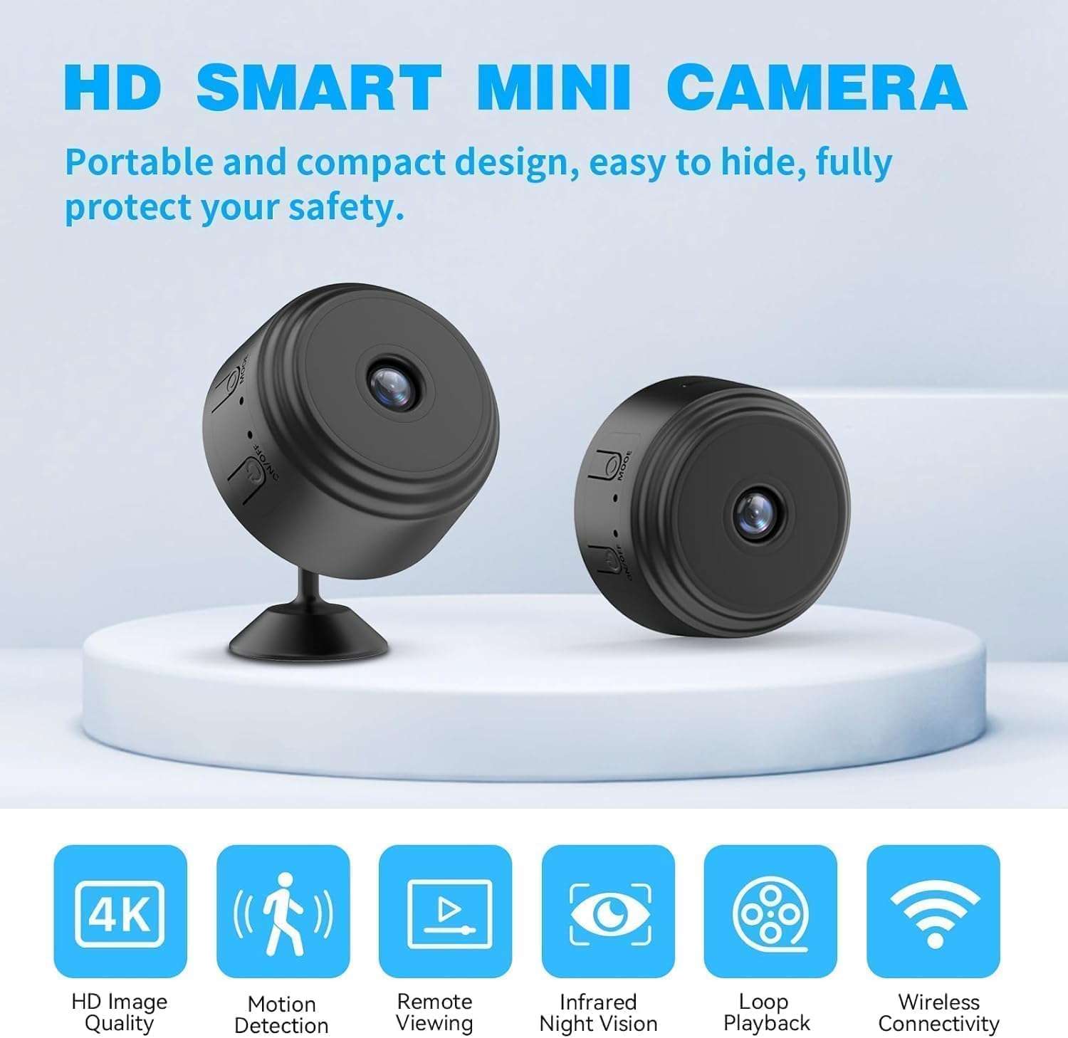GARYVIZ WiFi Camera Security Camera for Home Outdoor High HD Focus Magnet Mini WiFi Magnetic Live Stream Night Vision IP Wireless 1080P Audio Video CCTV for Home and Office Monitoring (1) 3