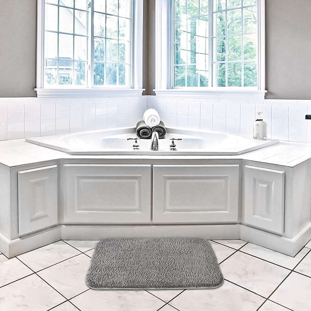 BSPS Super Soft Microfiber Bath Mat Water Absorb Door Mat (40cm x 60 cm) Pack of 1 Grey 5