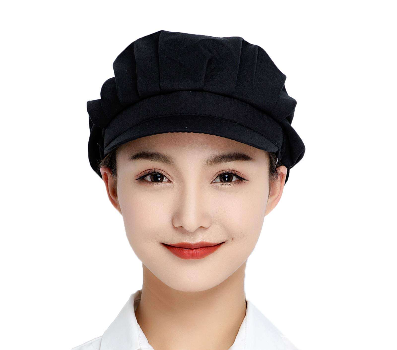 Jaspfct 4pcs Chef Hats Hairnets Kitchen Cooking Dishwashing Work Caps in Black HT005B4 3