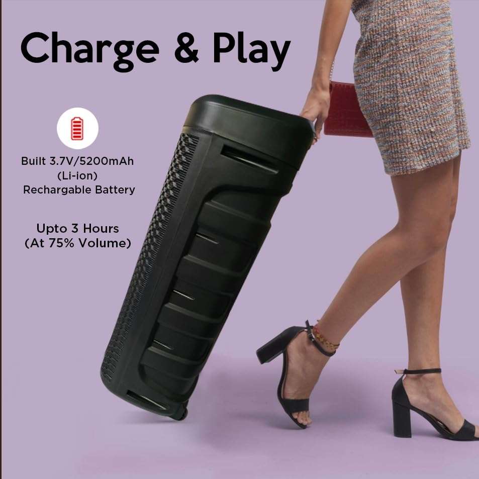 Elista ELS T-5000 Blast TUFB 40 W Trolley Party Speaker | with Wireless Mic for karoke| Buiilt in FM | BT/USB/Aux/TF Input| 7 Segment LED Display 5