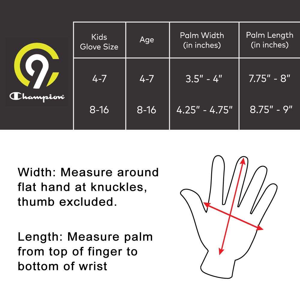 C9 Champion unisex child C129a Cold Weather Gloves, Black, Boys 4 7 US 6