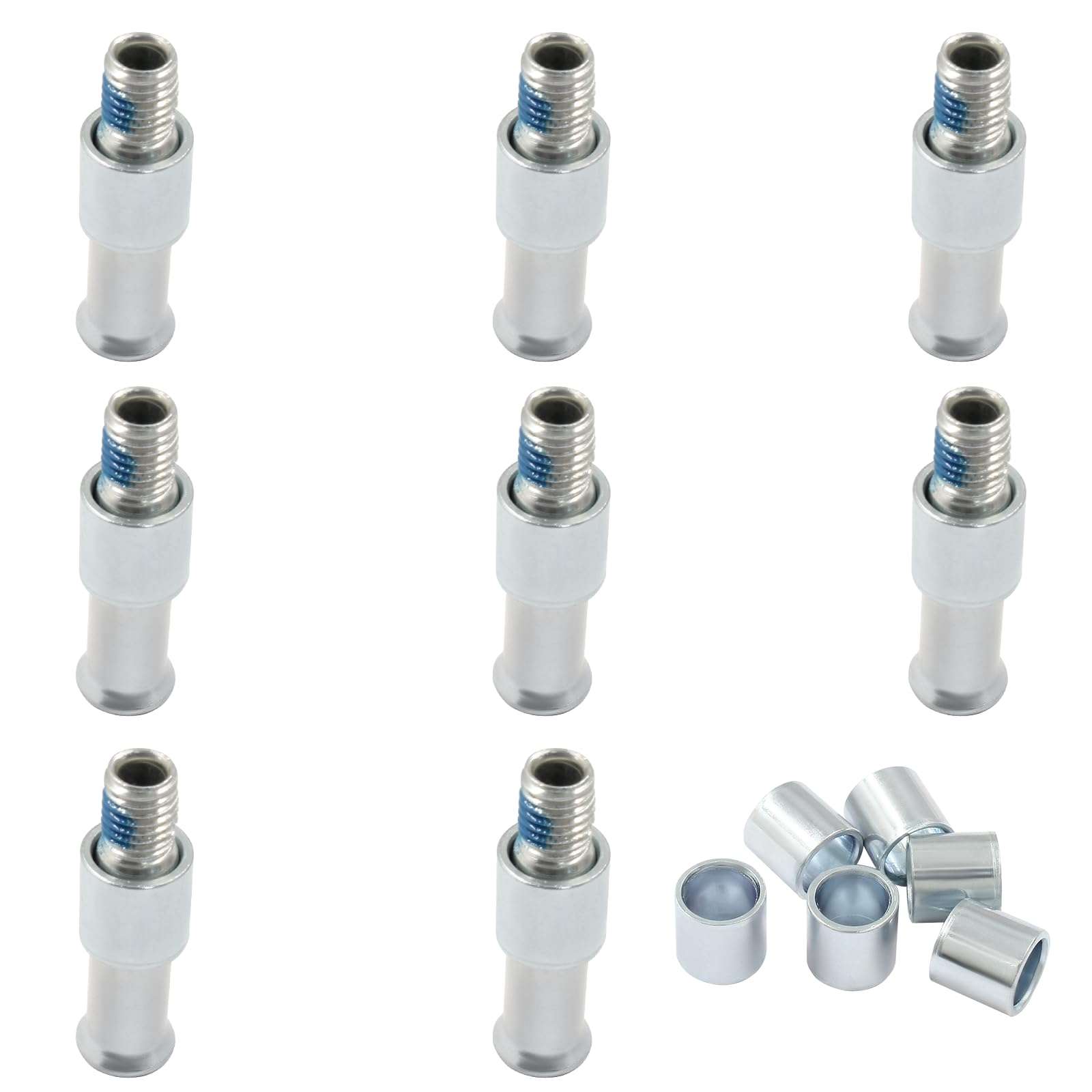 Luomorgo 17 Pcs/1 Set Inline Skate Wheel Axle Spacer Screw, 8mm/5/16" OD Shaft Hex Socket Screw Axles for Roller Skate with M4 T Handle Allen Wrench 1