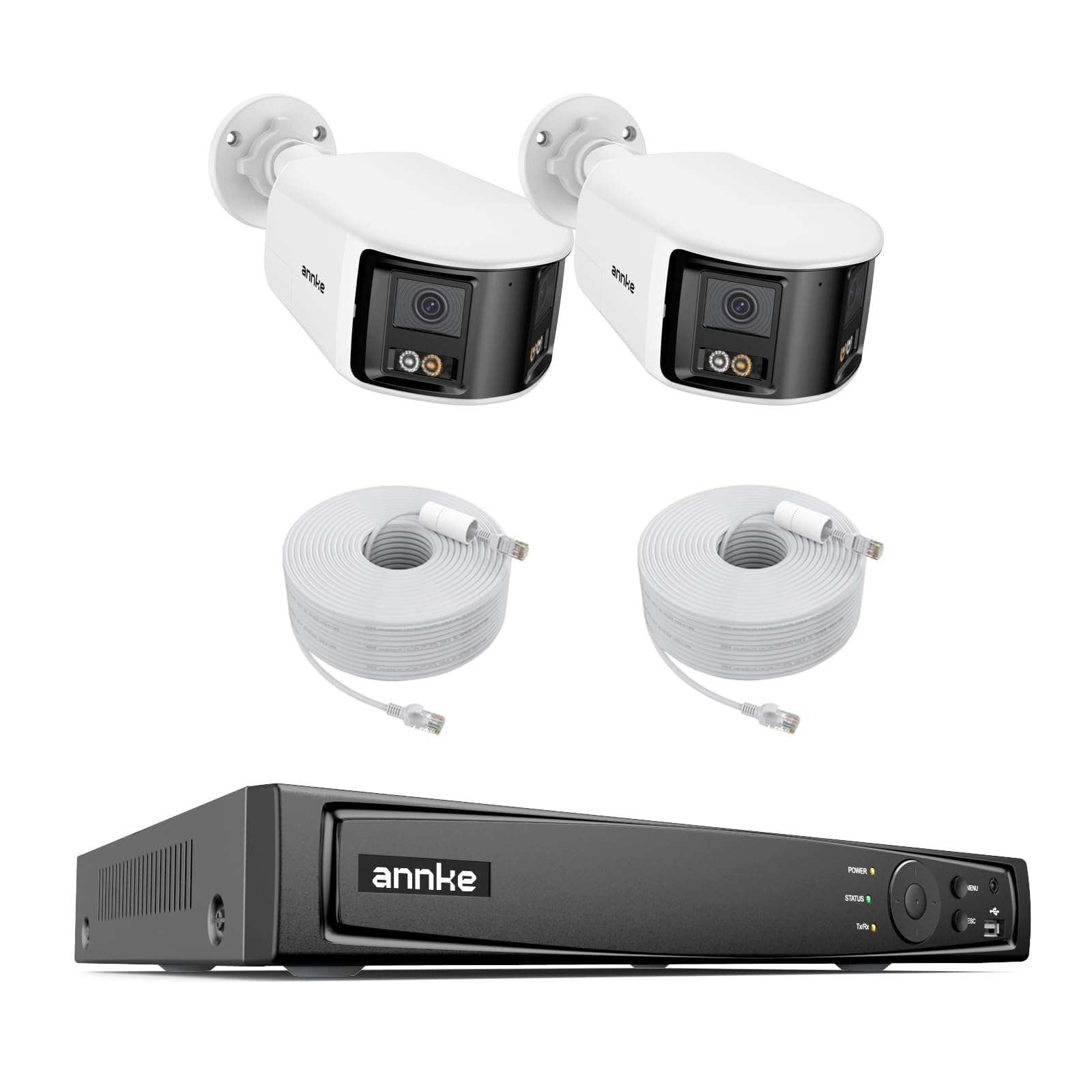 ANNKE 12MP 8CH PoE NVR, 2pcs 4K Dual Lens IP Camera, Smart AI Network Video Recorder, Support up to 8X IP Cameras, 24/7 Recording, RTSP
