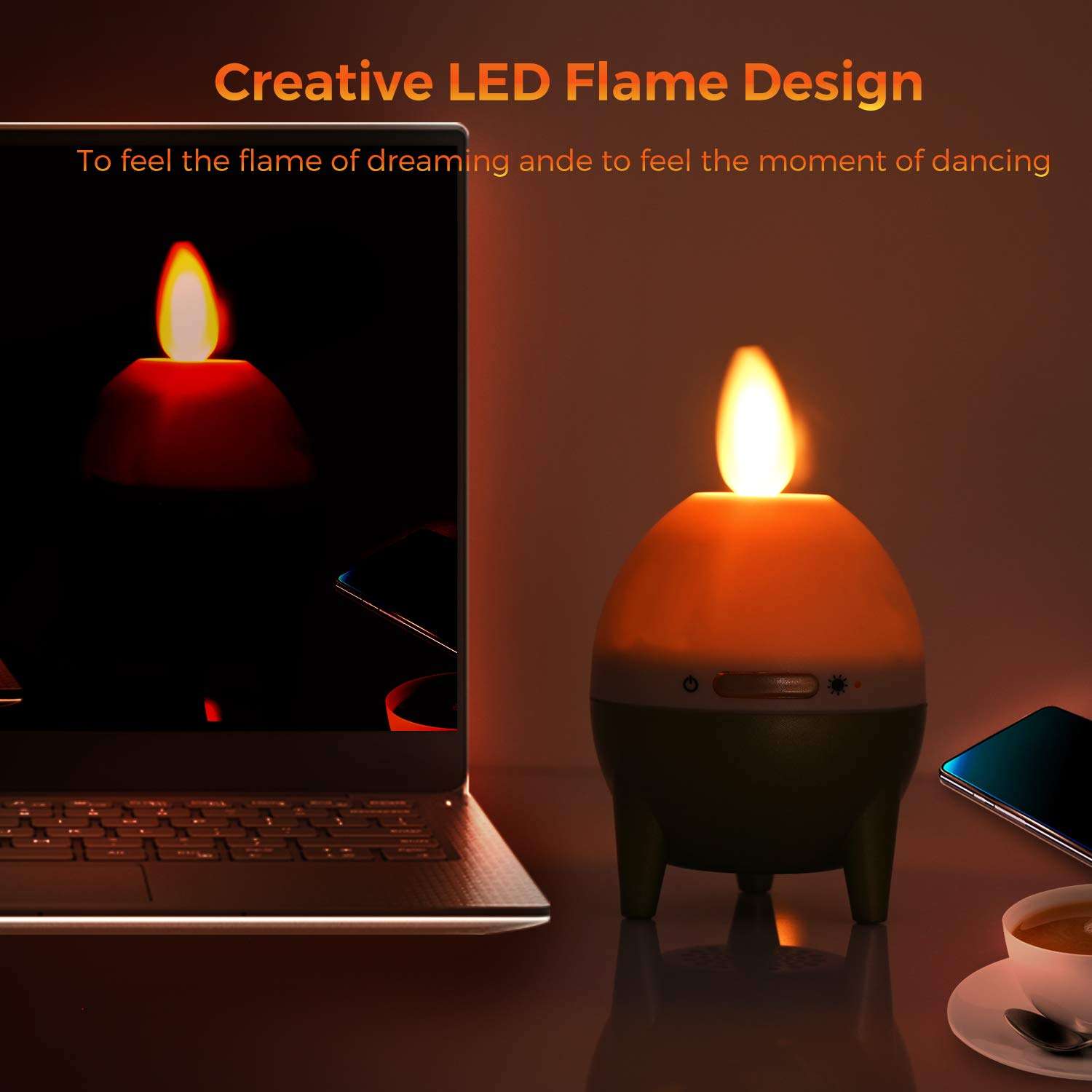 uuffoo LED Candle Light Speaker, Portable Mini Bluetooth 5.0 Flame Effect Speaker with Romantic Candle Night Light, TWS Stereo Support (2 Pack) 4