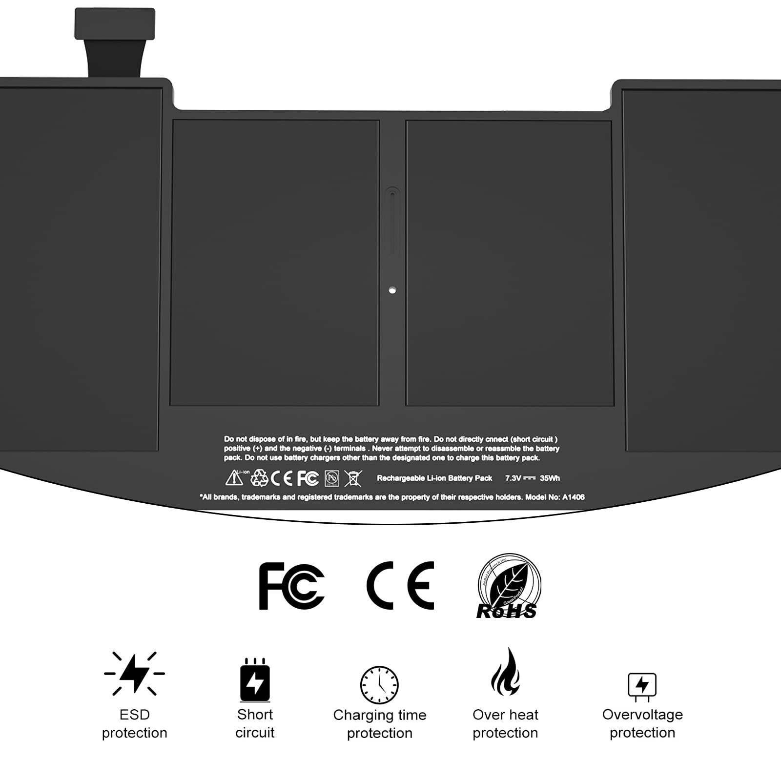 POWERWOO A1465 Battery, A1406 A1370 A1495 Replacement Battery for Laptop MacBook Air 11 inch (Mid 2011 2012 2013 Early 2014 2015 Version) - High Performation [39Wh/7.6V/5100mAh] 3