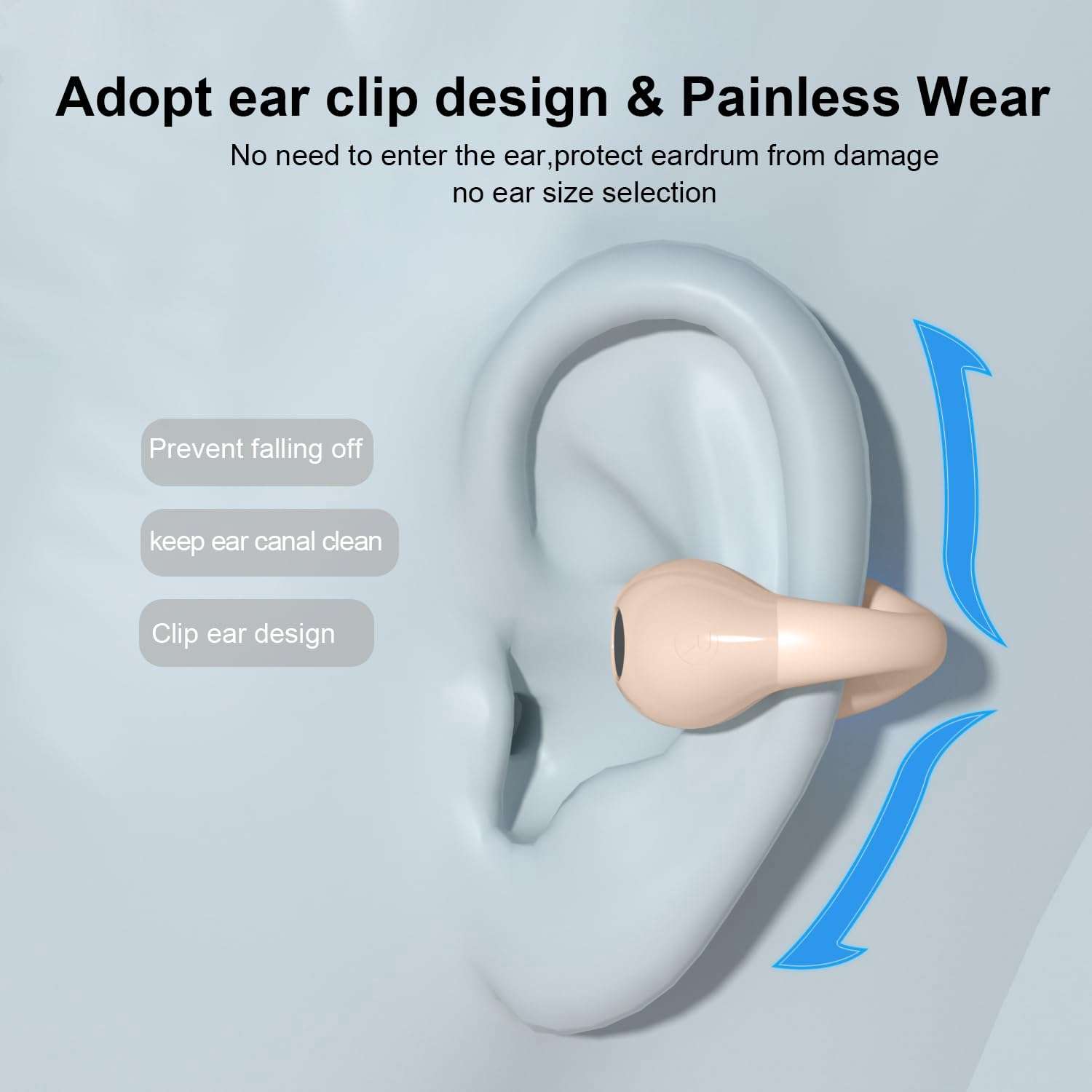 Open Ear Bone Conduction Headphones Wireless Clip On Earbuds with Digital Display Charging Case 60 Hours Playtime Bluetooth 5.3 Sport Earphones Built-in Mic IPX7 Waterproof for Running（Khaki Color） 4