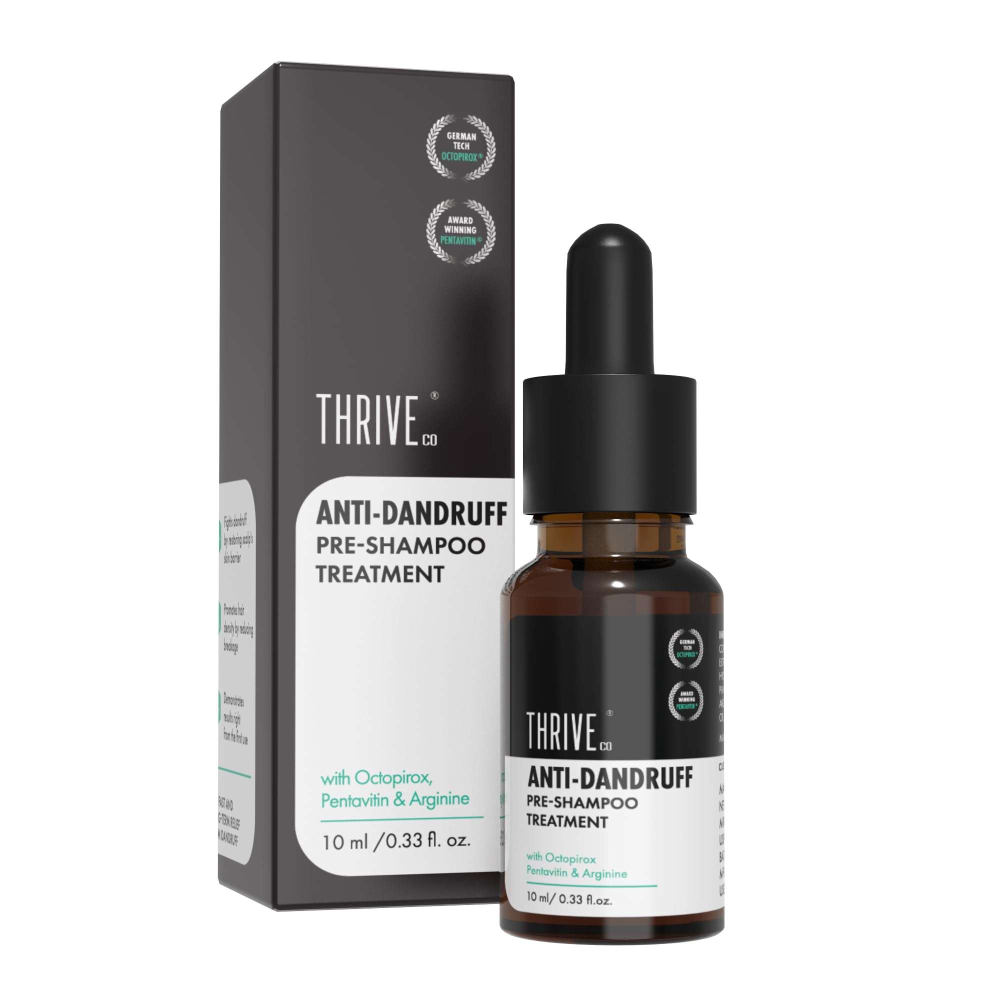 ThriveCo Anti-Dandruff Pre-Shampoo Serum for Itchy, Dry & Flaky Scalp | With Octopirox, Pentavitin & Arginine | Reduces Hair Breakage & Strengthens Hair for Men & Women | 10ml 1