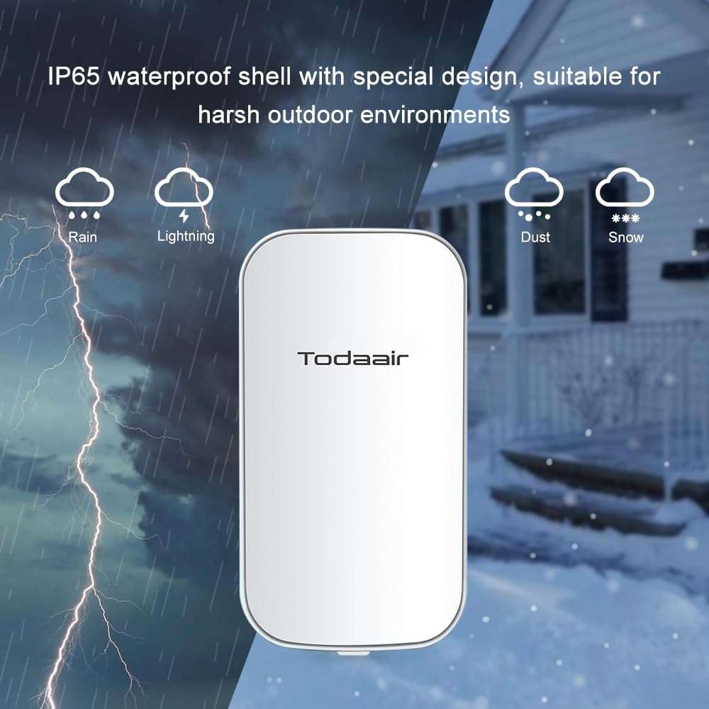 Outdoor WiFi Extender，IP65 Weatherproof，WiFi Booster and Signal Amplifier，WiFi Extender Outdoor Long Range，Up to 1200Mbps Dual Band WiFi Repeater ，Support Repeater & AP Mode 4