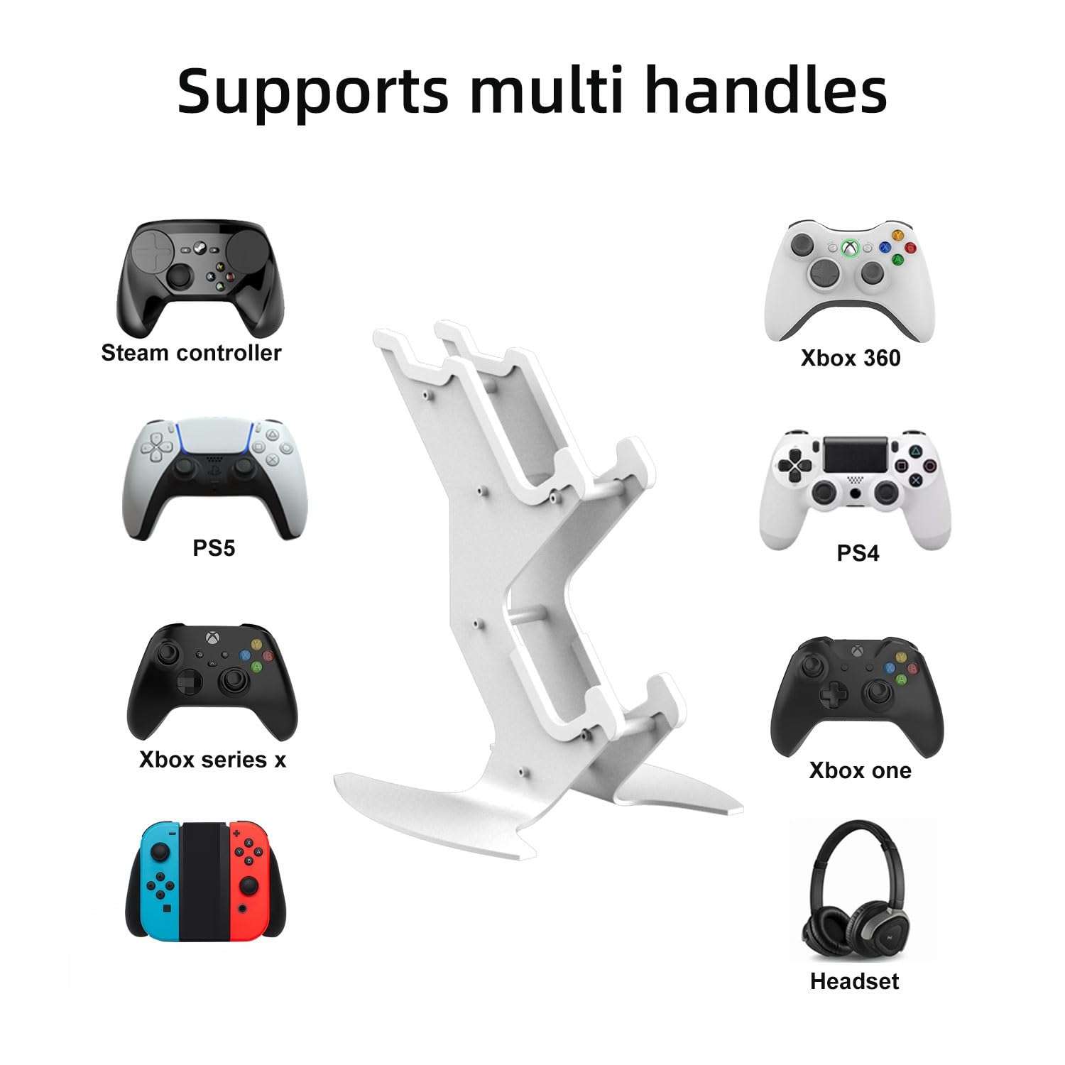 Controller Holder, Game Controller Headset Stand for Xbox Series X S/Xbox one / PS5 / PS4 / NS/PC/Headset, Aluminum Metal Headset Mount Universal Organizer for Video Game Accessories (White) 3