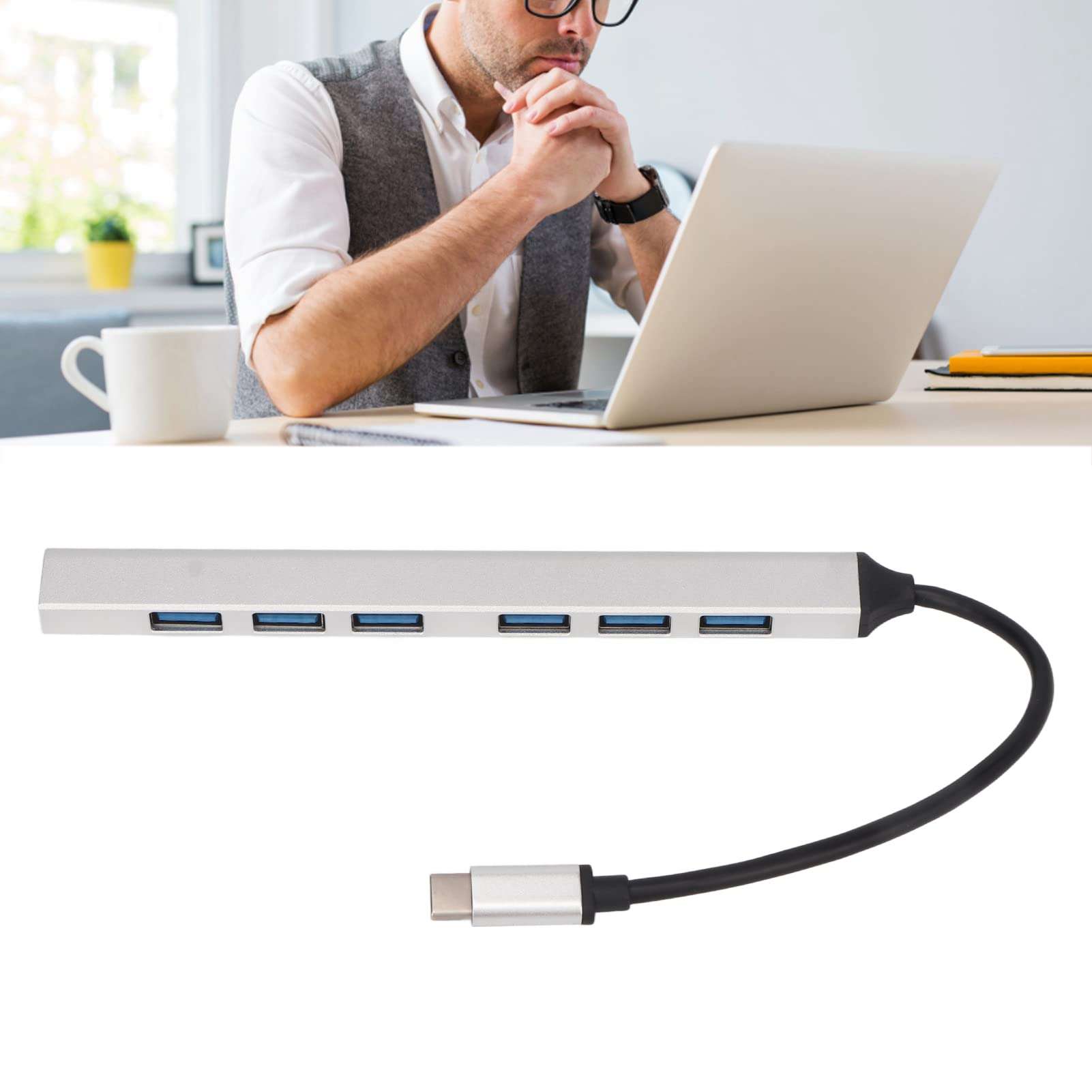 USB Hub for Laptop, Heat Dissipation Design 7 in 1 USB C Hub for Work 5