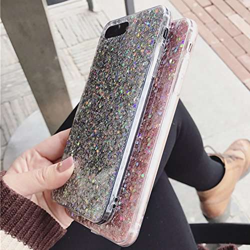 iPhone 8 Plus/7 Plus Bling Case Sparkle Ombre Sequins Polka Dot Air Prism Glitter Translucent Soft TPU Flexible Slim 3D Design Case Cover for iPhone 8 Plus/7 Plus(Pink) 3