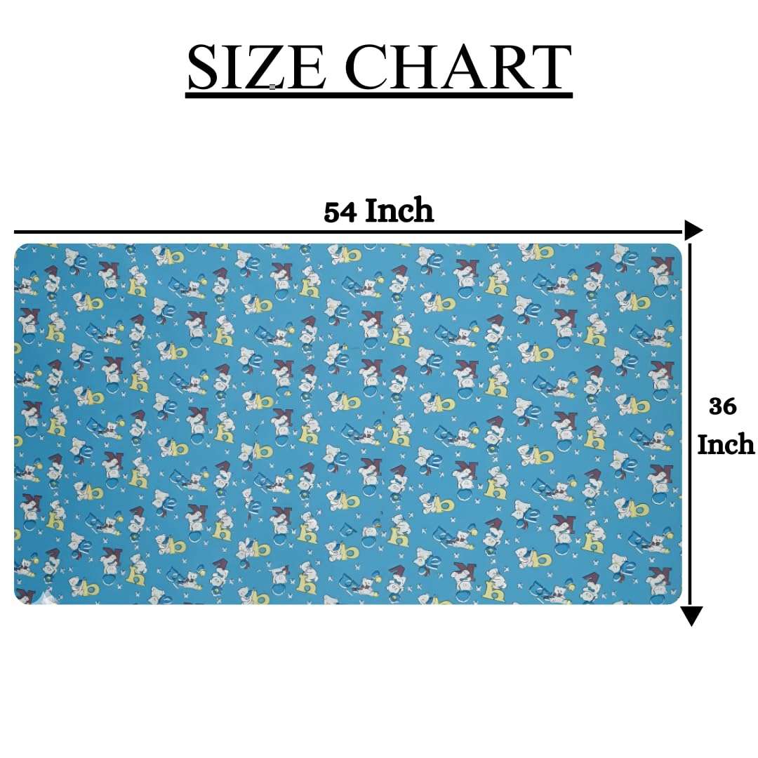 Printed Waterproof Baby Crib Bedsheet 36x54 Inch with Binding | PVC Urine Proof Mattress Protector | Baby Plastic Sheet for Newborn & Toddler | Pack of 1 (Blue Alphabet) 5