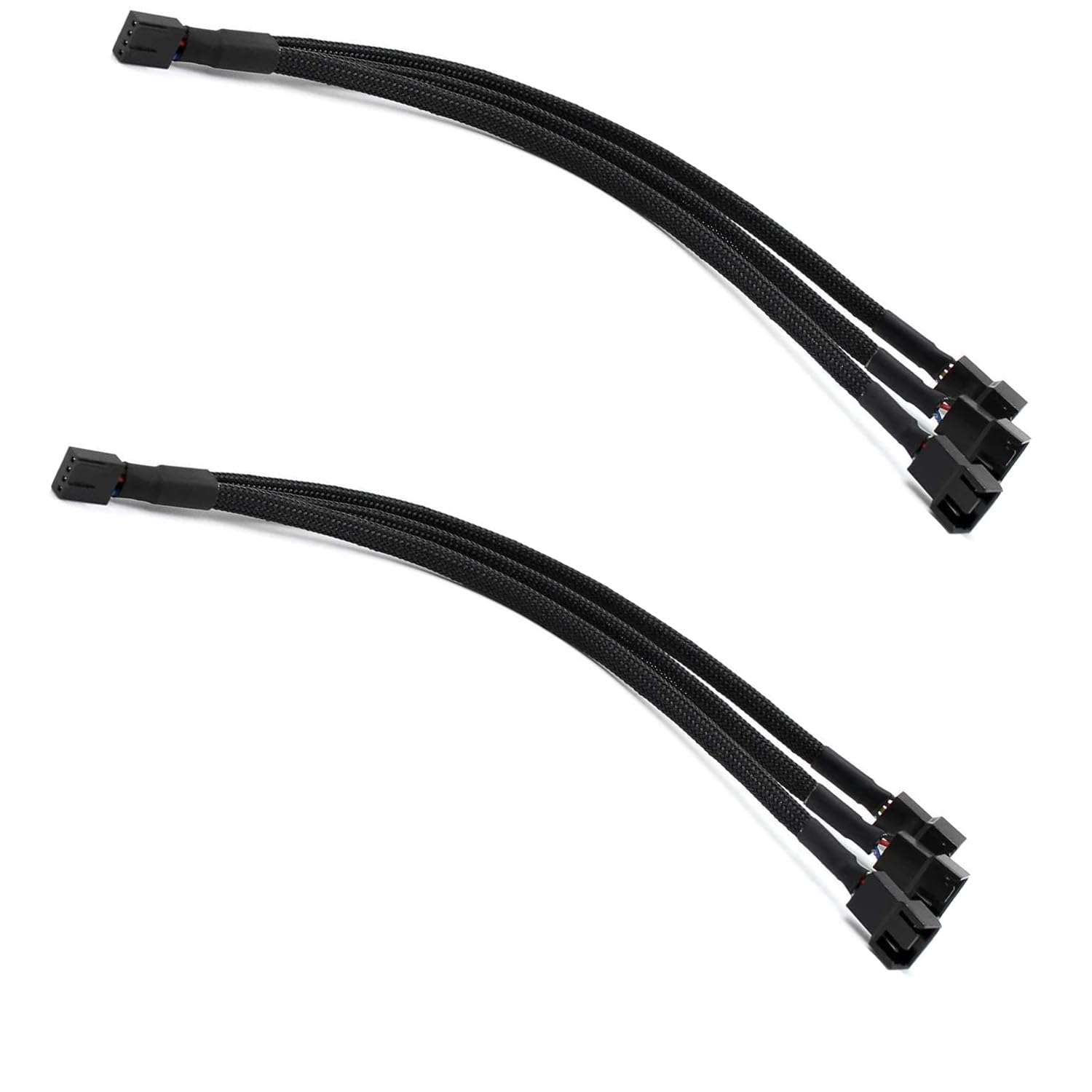 2-Pack 3 Way 4 Pin PWM Fan Splitter Cable 12 Inches, PC Fan Splitter 1 to 3 Converter, PC Fan Extension Cable 1