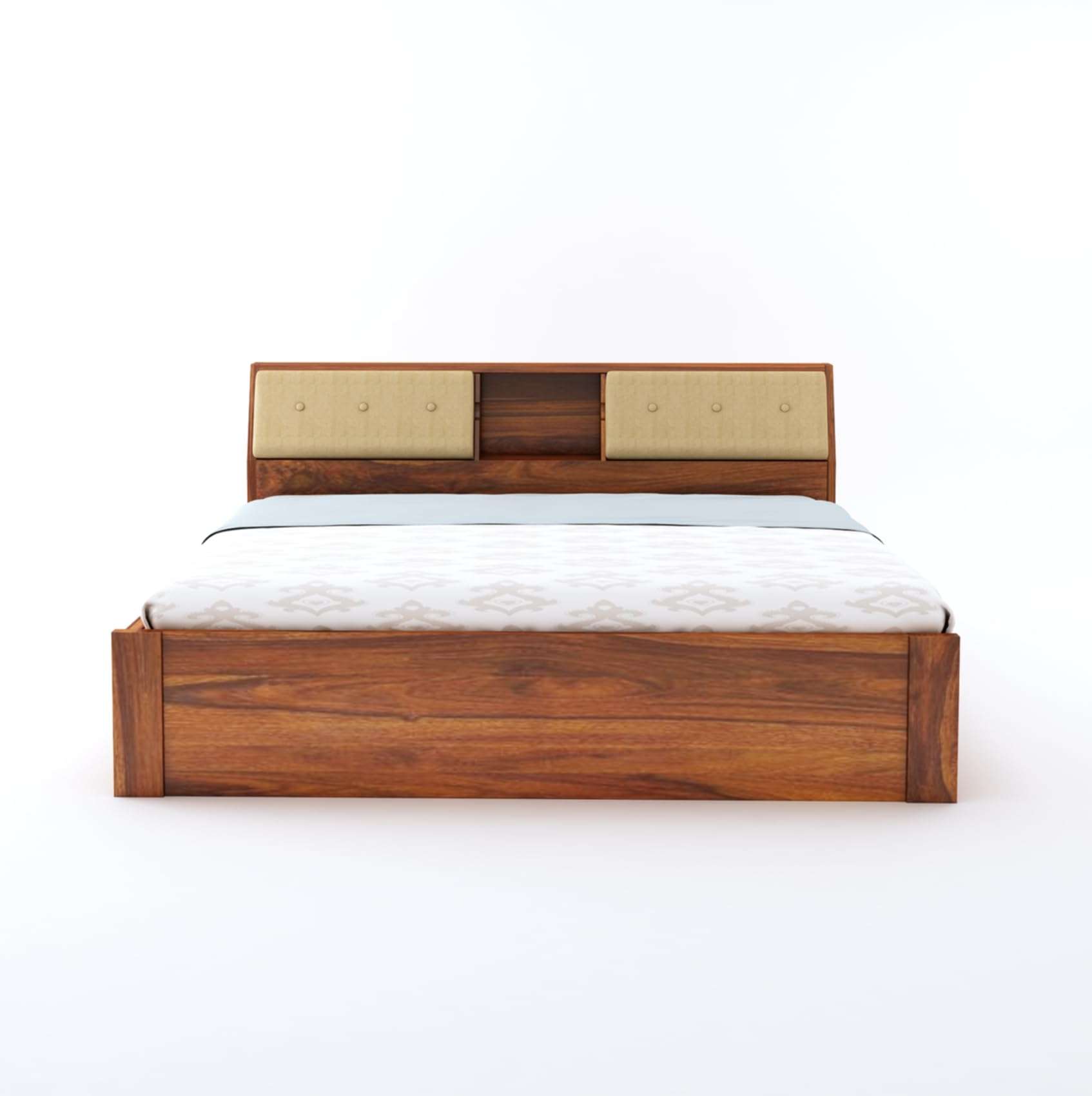 T.G. FURNITURE Solid Sheesham Wood Queen Size Bed with Hydraulic Storage for Home Living Room Bedroom Wooden Queen Size Cot Bed Palang (Natural Finish) | 1 Year Warranty 6