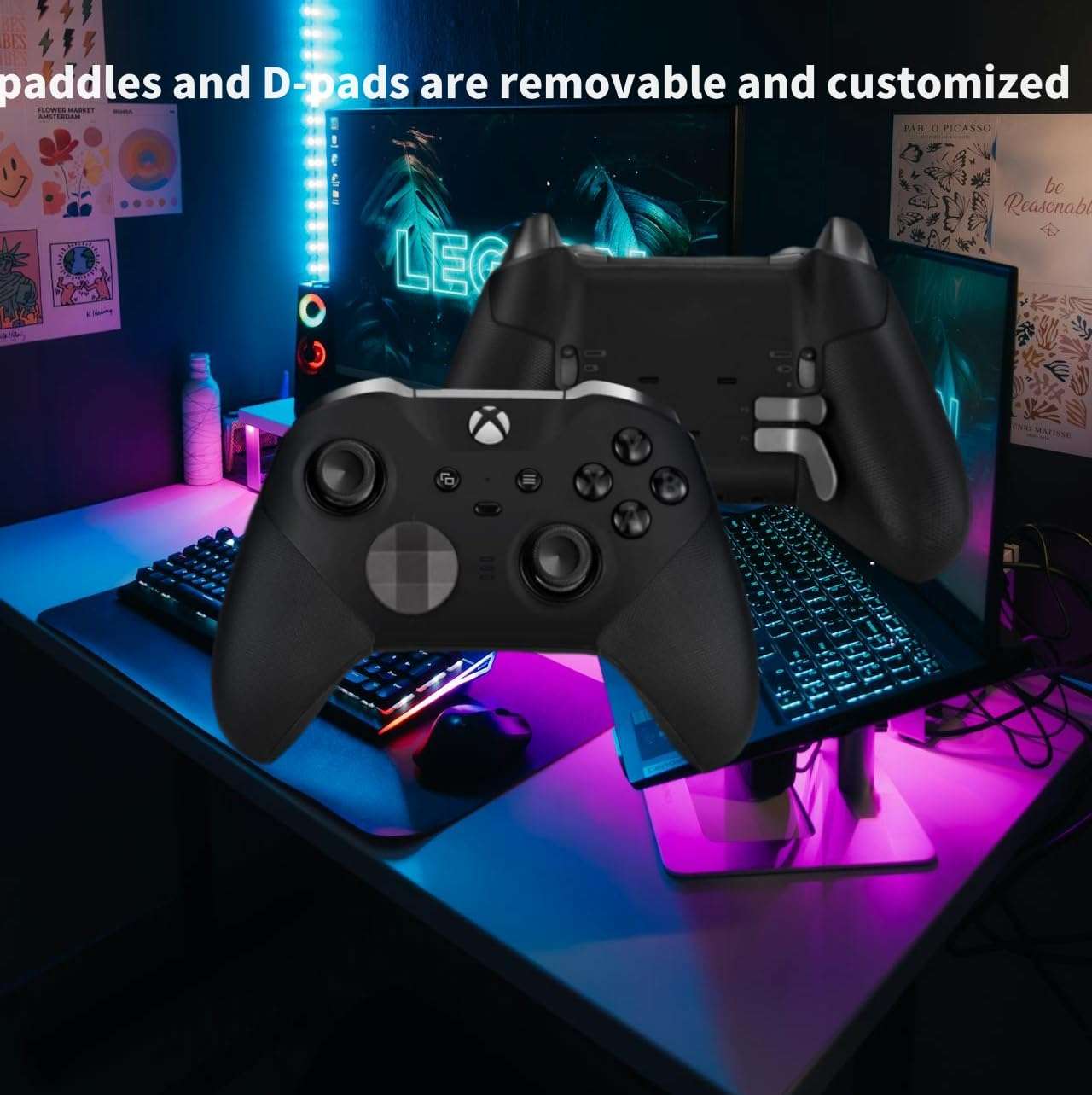 17 in 1 Accessories Kit for Xbox Elite Series 2 Controller, Full Set of Thumbsticks Replacements for Xbox Elite 2 Core with 6 Swap Joysticks, 4 Paddles, 2 D-Pads, 3 Tool and 1 Bag (Black) 4