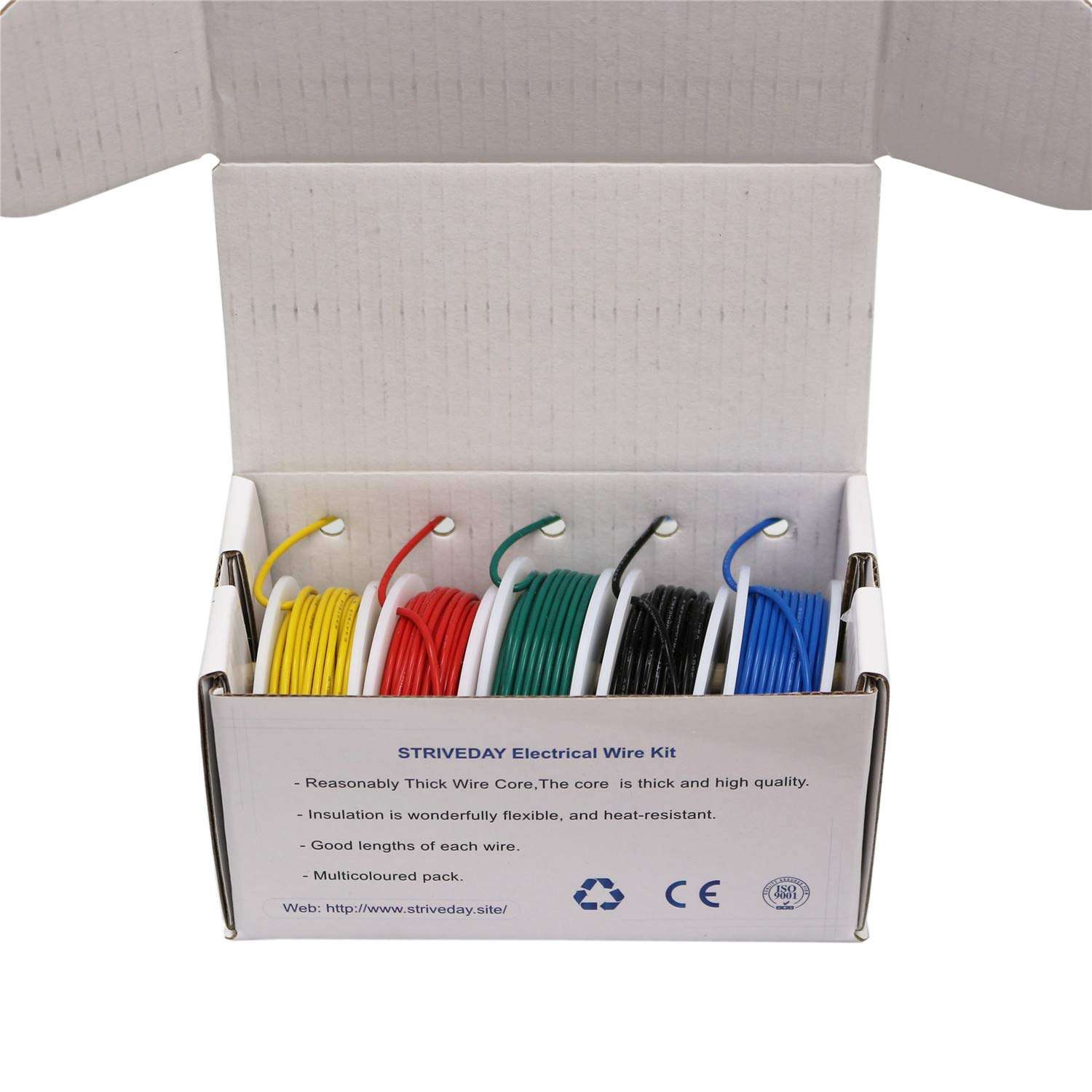 FEP Teflon High Temperature Wire of 24awg with Red Blue Green Yellow Black Colors in Box Each Color 10m Magnet Wire. 3