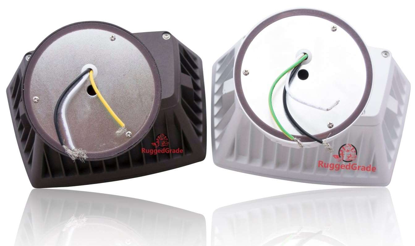 RuggedGrade 40 Watt - Folari Series LED Flood Light - LED Wall Light 4,800 Lumens- Dusk to Dawn Sensor - 5000K Bright White - White Housing 6