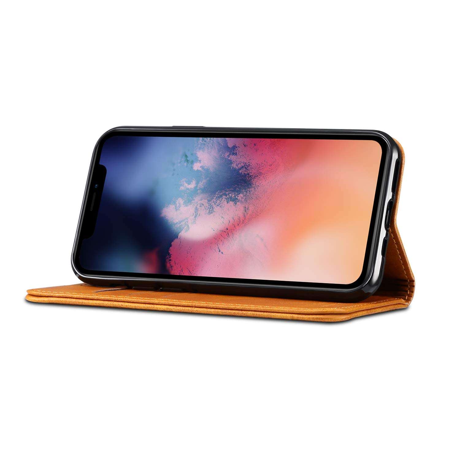 Kowauri Leather Wallet Case for iPhone 12/iPhone 12 Pro,Ultra Slim Business Style Folding Flip Case with Card Slots Magnetic Stand Protective Cover for iPhone 12/iPhone 12 Pro 6.1 inch 2020 (Khaki) 4