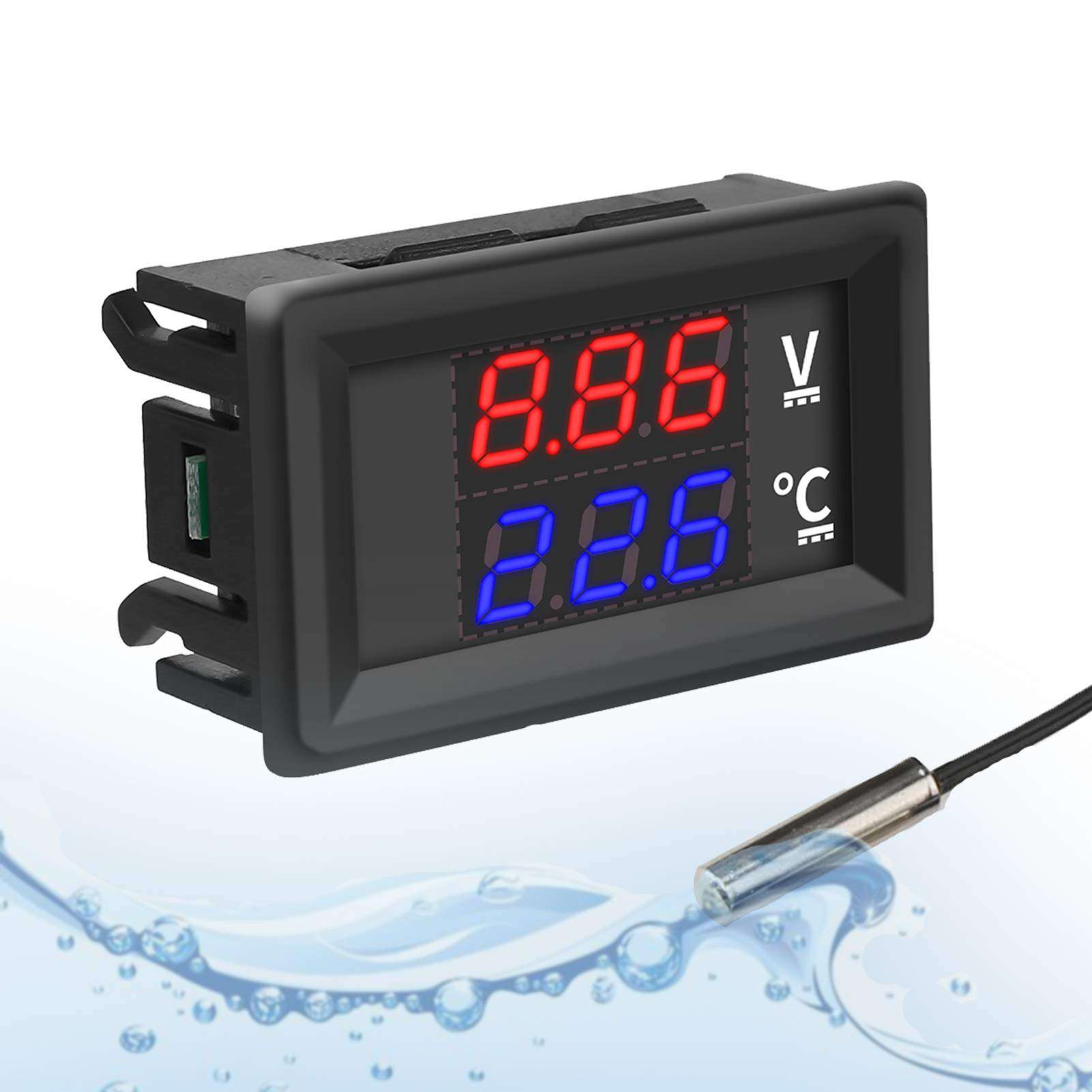 Temperature Gauge Sensor for Car, Icstation DC 4-28V Digital Temperature Meter with NTC Waterproof Probe -50~125℃ Digital Thermometer for Reptile Tank Thermostat Regulator for Vehicle 1