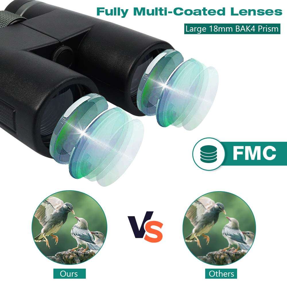 Airsnigi 12x42 Binoculars for Adults and Kids,HD Professional/Waterproof Binoculars With Smartphone Adapter Tripod Carrying Bag,Great for Bird Watching,Hunting,Hiking,Sports Events,Concerts (1.21 lbs) 4