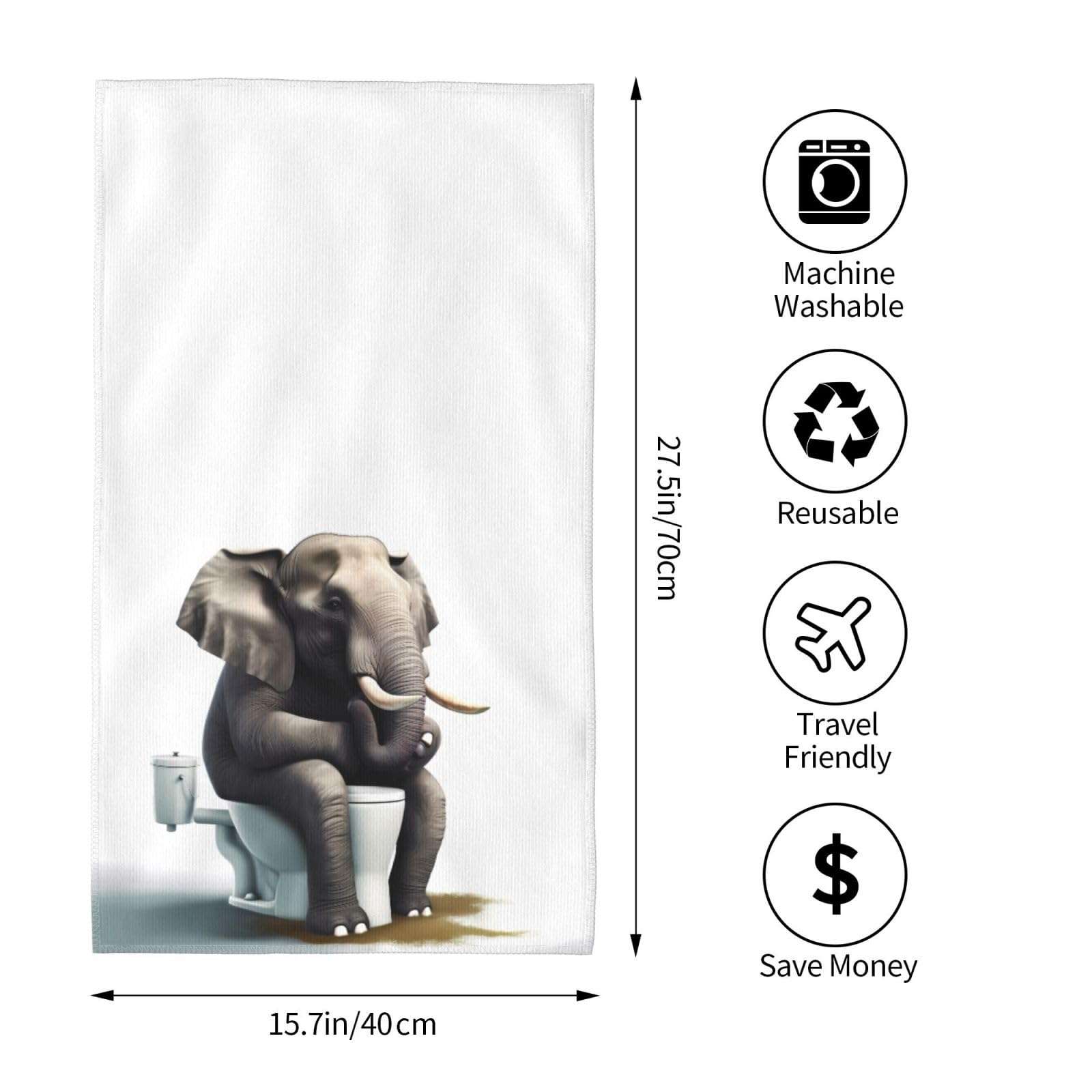 Mount Hour Elephant and Dog Old Friends Hand Towels Funny Animals Face Towel Soft Guest Towel Portable Kitchen Tea Dish Towels Washcloths Bathroom Decor Housewarming Gifts 15.7" X 27.5" 3