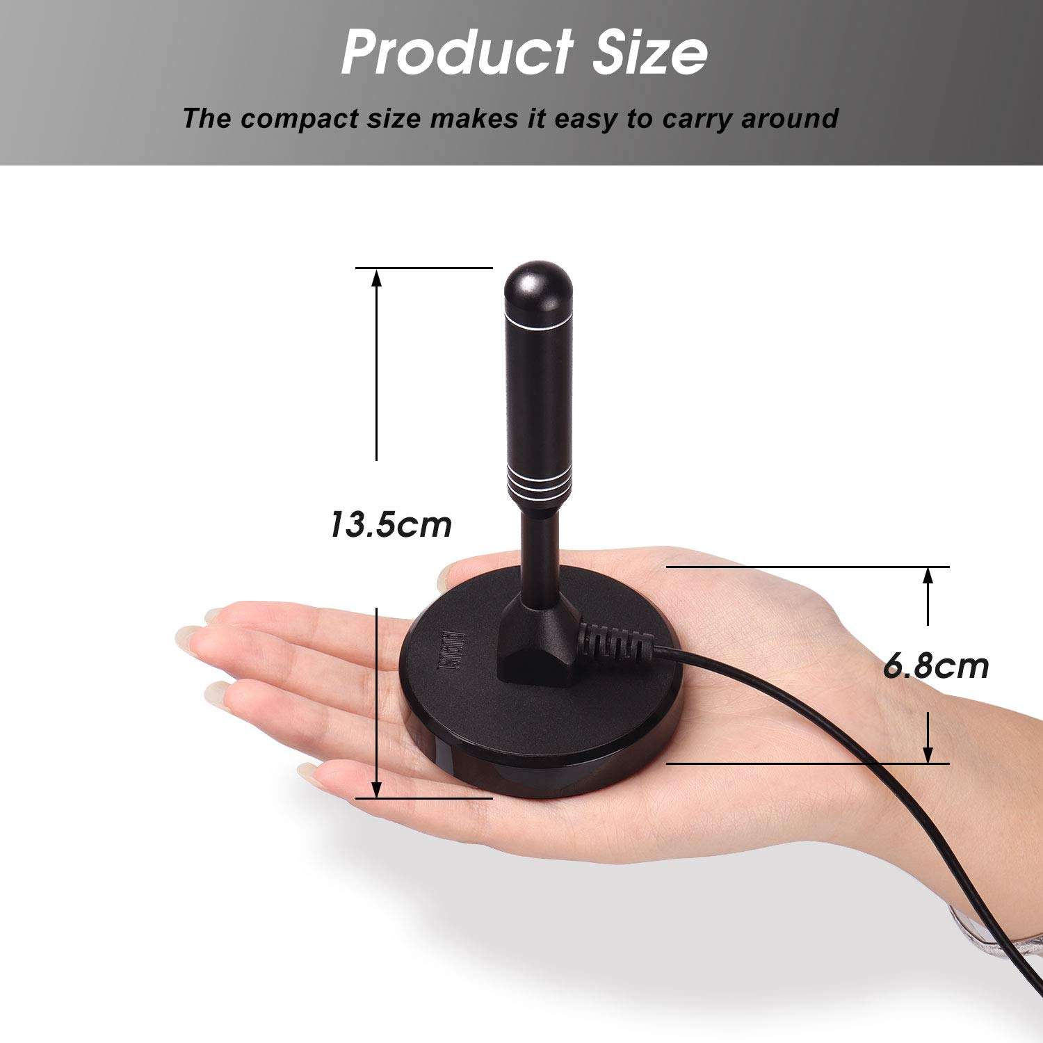 HDTV Antenna - August DTA240 - Indoor/Outdoor Portable Digital Aerial with Magnetic Base 6.5 feet Coax Cable 50 Miles Range 4